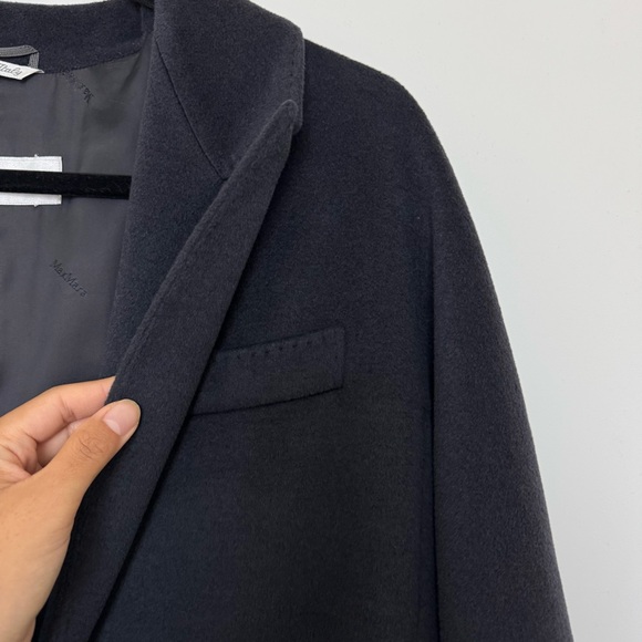 max mara dark gray floor length single button closure wool coat - Picture 3 of 16